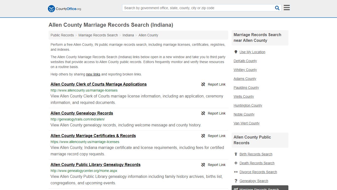 Marriage Records Search - Allen County, IN (Marriage ...