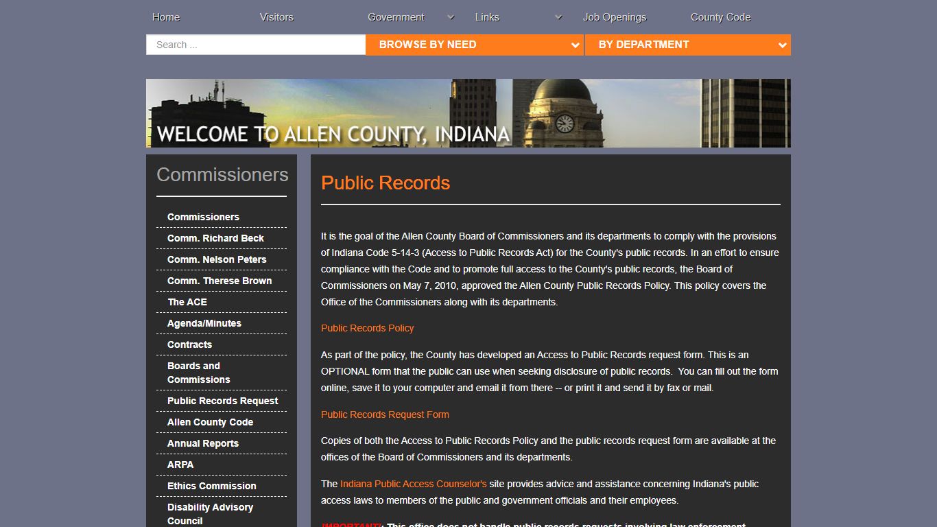 Public Records Request - Allen County